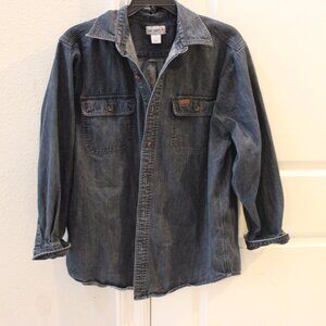 Carhartt Denim Shirt Jacket Mens Sz Large Blue Workwear